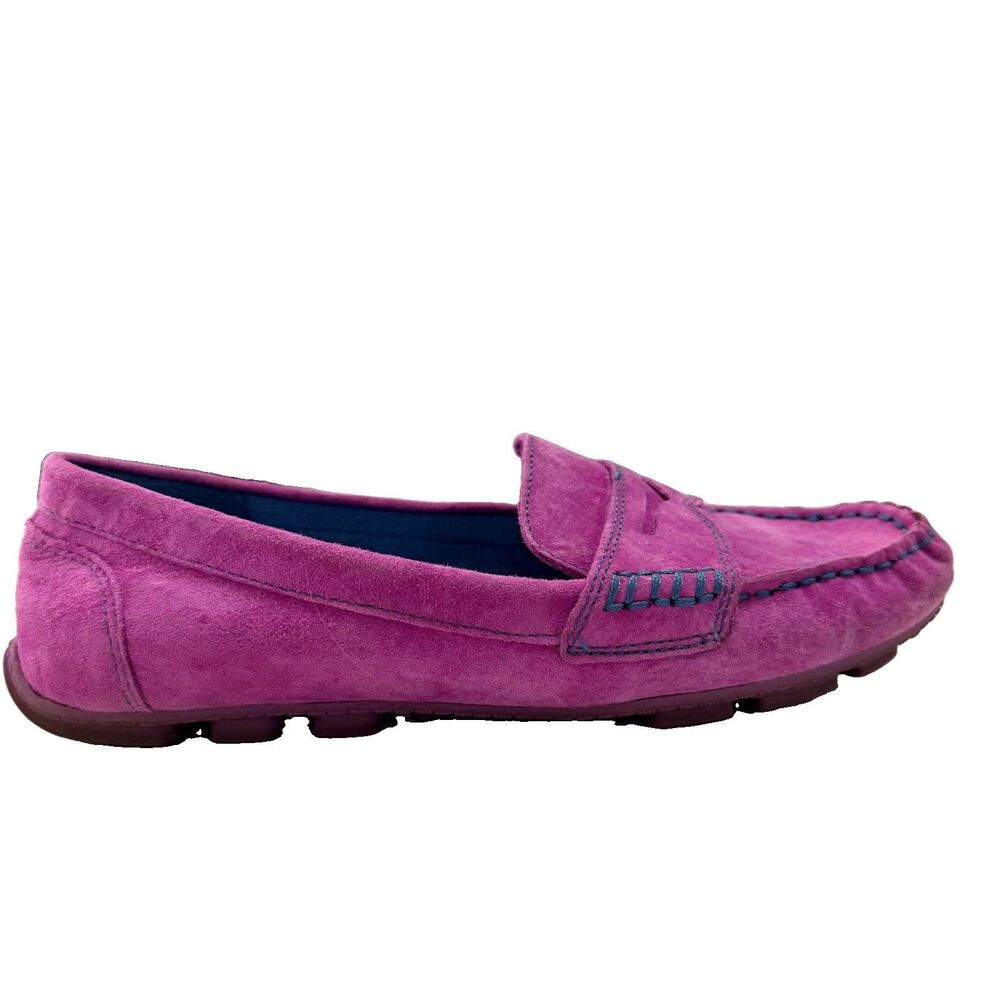 Cynthia Rowley Fuscia Purple Squeeze Suede Penny Loafers Driving Mocs Womens 7M